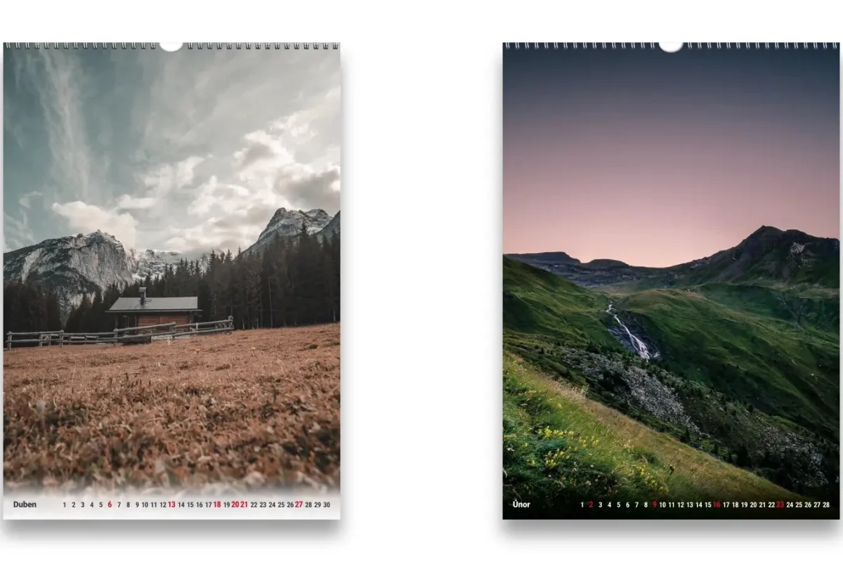 Bezokrajový tisk fotografie u nástěnného kalendáře